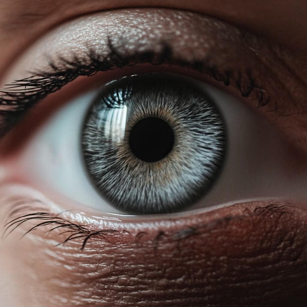 Real photo of gray eye color