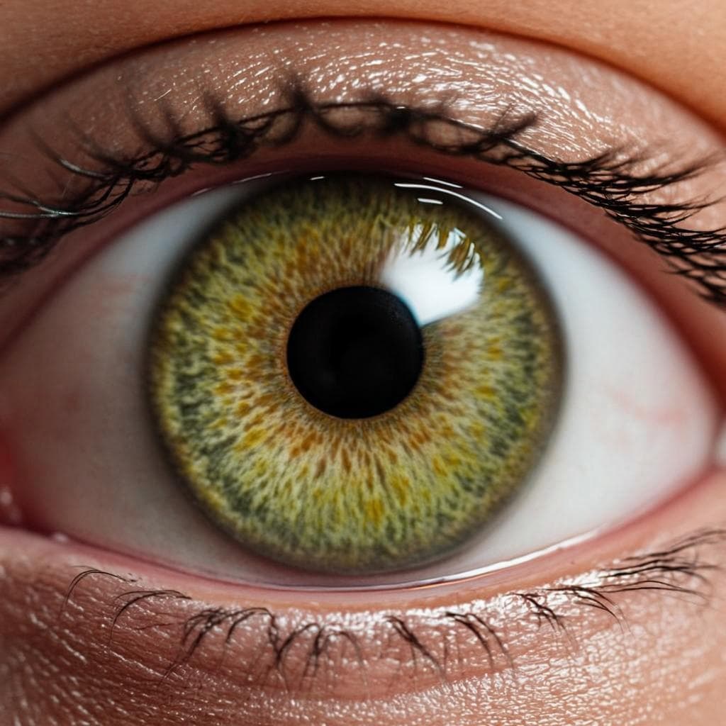 Real photo of green eye color