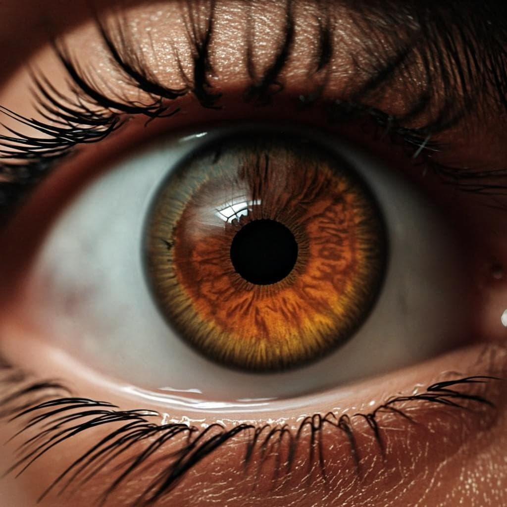 Real photo of light brown eye color